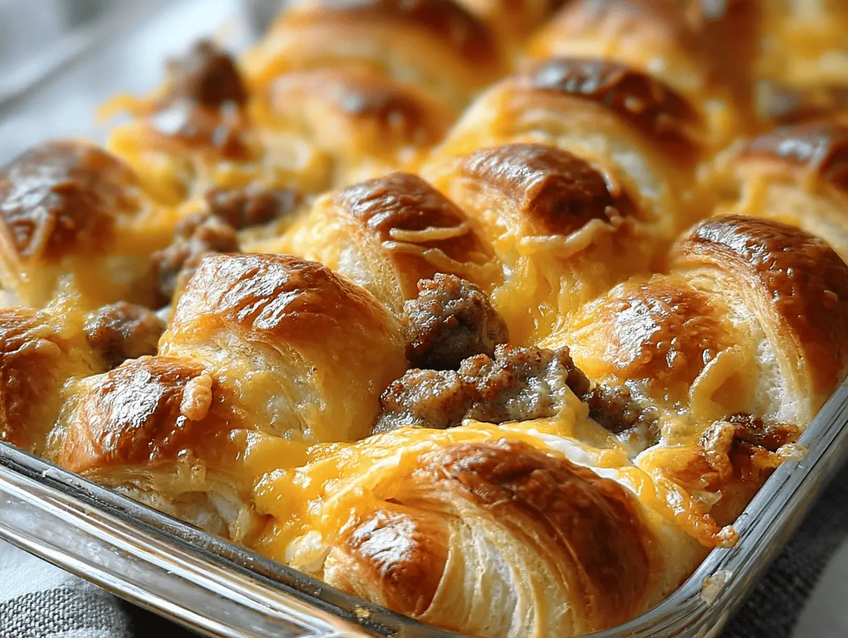 Delicious overnight croissant breakfast casserole with cheese and herbs, perfect for effortless mornings.
